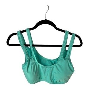 The Bikini Lab Aqua Blue Cut Out Strap Scoop Neck Bikini Swimsuit Top Size Large